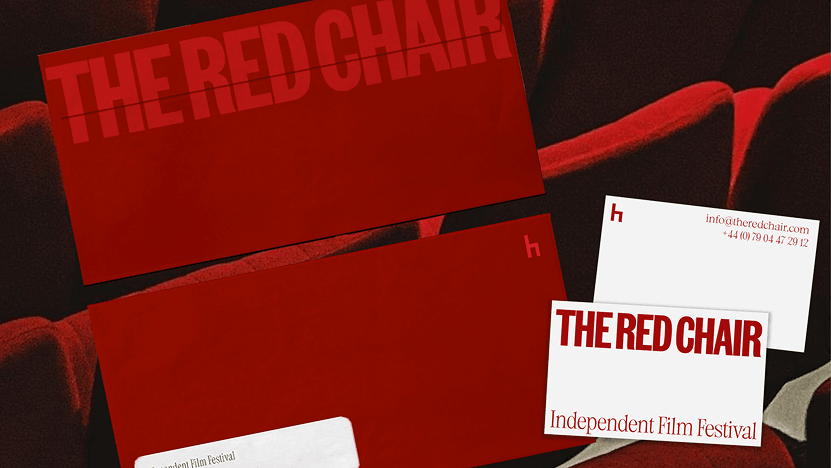 THE RED CHAIR — sobres y tarjetas de papelería del festival